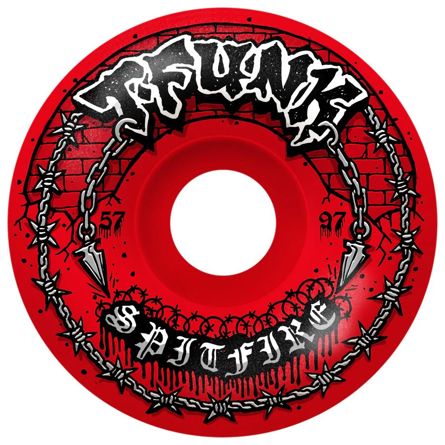 Spitfire Formula Four 97a T-Funk Raw Red Radial Full Wheels (57mm)